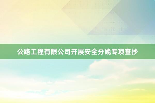 公路工程有限公司开展安全分娩专项查抄
